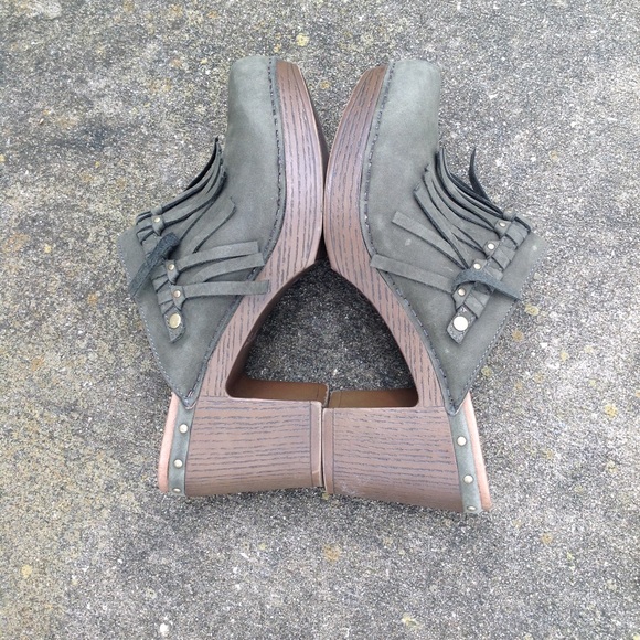 Dansko Deni Fringe Hunter Green Nubuck Clogs 40 - Picture 6 of 10